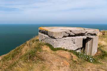 German bunker at the coast near Etretat on a sunny day in summer