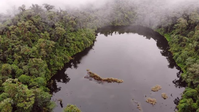 Volcanic Crater lake. surrounded by primary montane rainforest, on the flanks of Volcan Sumaco, in the Ecuadorian Amazon