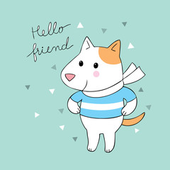 Cartoon cute sweet dog vector.