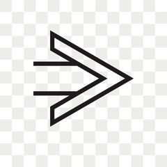 Right arrow vector icon isolated on transparent background, Right arrow logo design