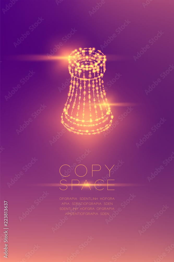 Aufkleber chess rook isometric wireframe polygon futuristic bokeh light frame structure and lens flare, busine
