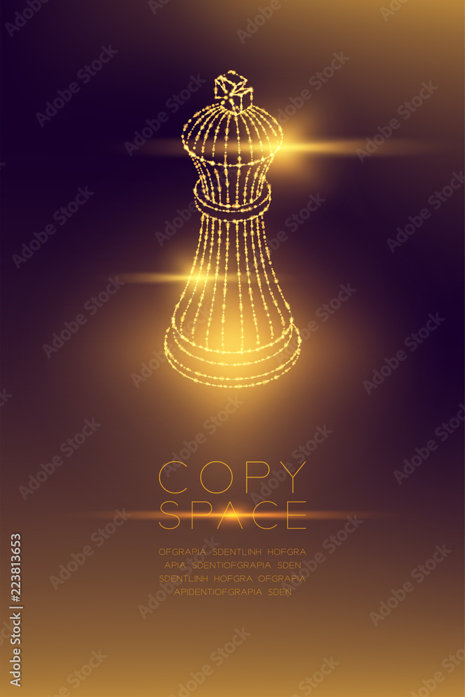 Aufkleber chess queen isometric wireframe polygon futuristic bokeh light frame structure and lens flare, busin