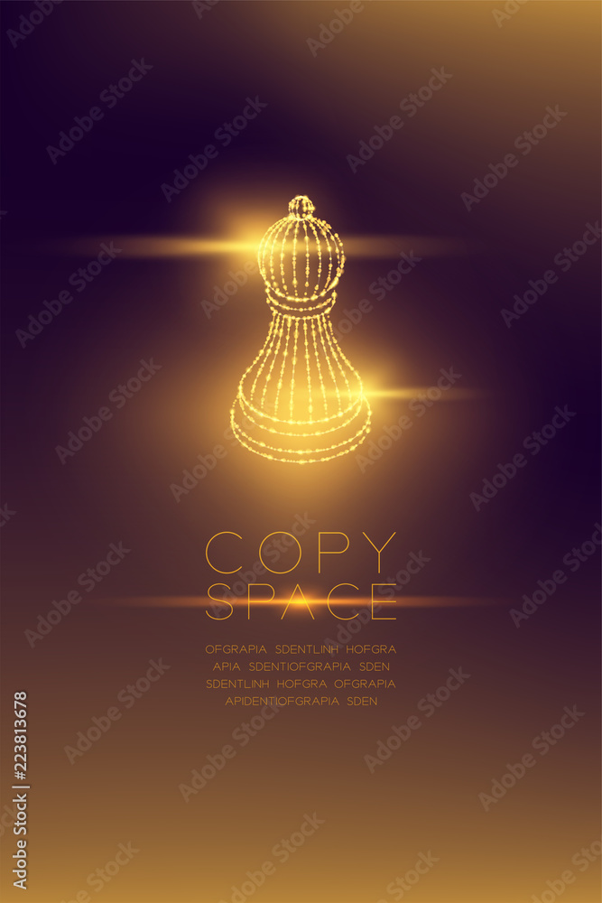Aufkleber chess pawn isometric wireframe polygon futuristic bokeh light frame structure and lens flare, busine