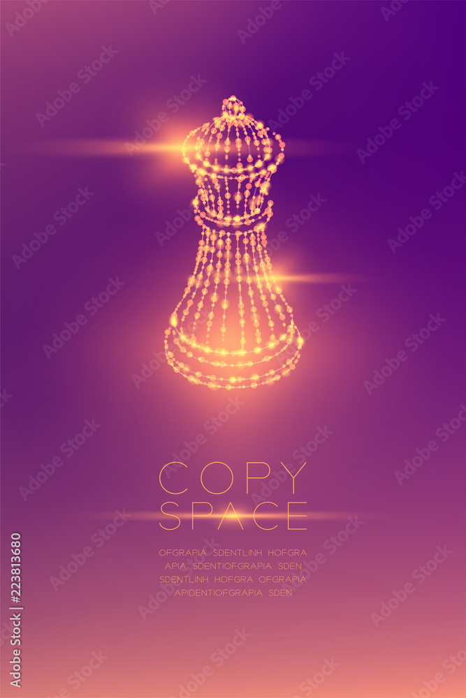 Aufkleber chess king isometric wireframe polygon futuristic bokeh light frame structure and lens flare, busine
