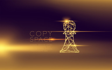 Chess Pawn wireframe polygon futuristic bokeh light frame structure and lens flare, Business strategy concept design illustration isolated on dark gradient background with copy space