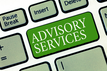 Text sign showing Advisory Services. Conceptual photo Support actions and overcome weaknesses in...
