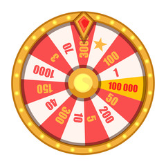 Wheel of fortune. Wheel game ,winner play luck flat style. Vector illustration isolated on white background