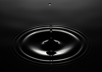 circles on the water diverge in a circle, a drop of water