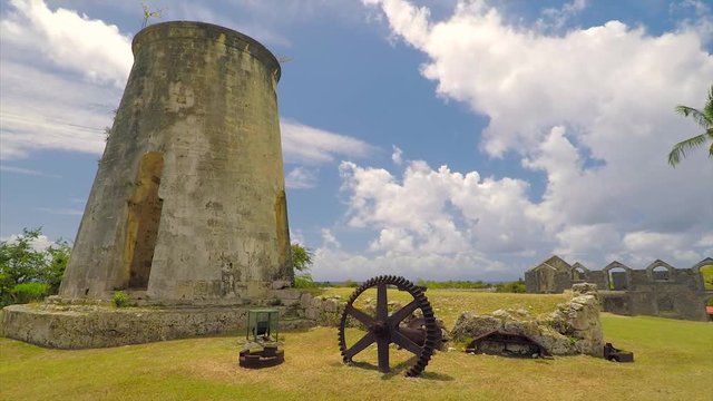 Ruins of mill in Marie-Galante sugar factory