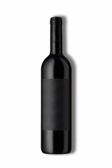 Red wine bottle mockup on white background.