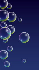 ubble with Hologram Reflection. Set of Realistic Water or Soap Bubbles for Your Design.