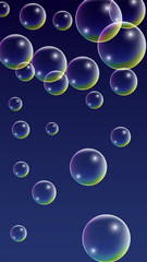 ubble with Hologram Reflection. Set of Realistic Water or Soap Bubbles for Your Design.