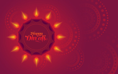 Diwali Festive Background Design Template with Creative Round Lamps Vector Illustration