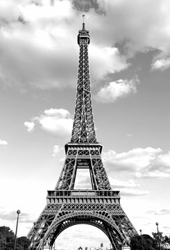 Eiffel Tower with black and white effect in Paris France