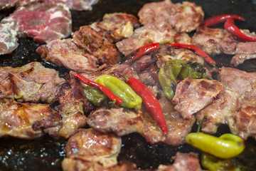 grilled pork neck with hot peppers