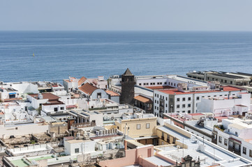 Views of the city of Las Palmas de Gran Canaria, Canary Islands, Spain, from the belltower of the Cathedral of Santa Ana