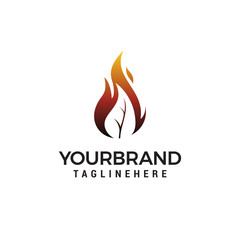 fire leaf flame logo design