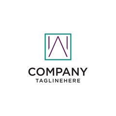 Minimalist W Logo Inside Square Shape Vector