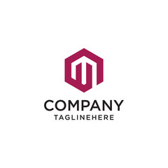 Fototapeta premium Abstract letter M logo design template. Creative hexagon sign ma