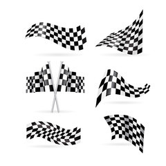 checkered flag vector set