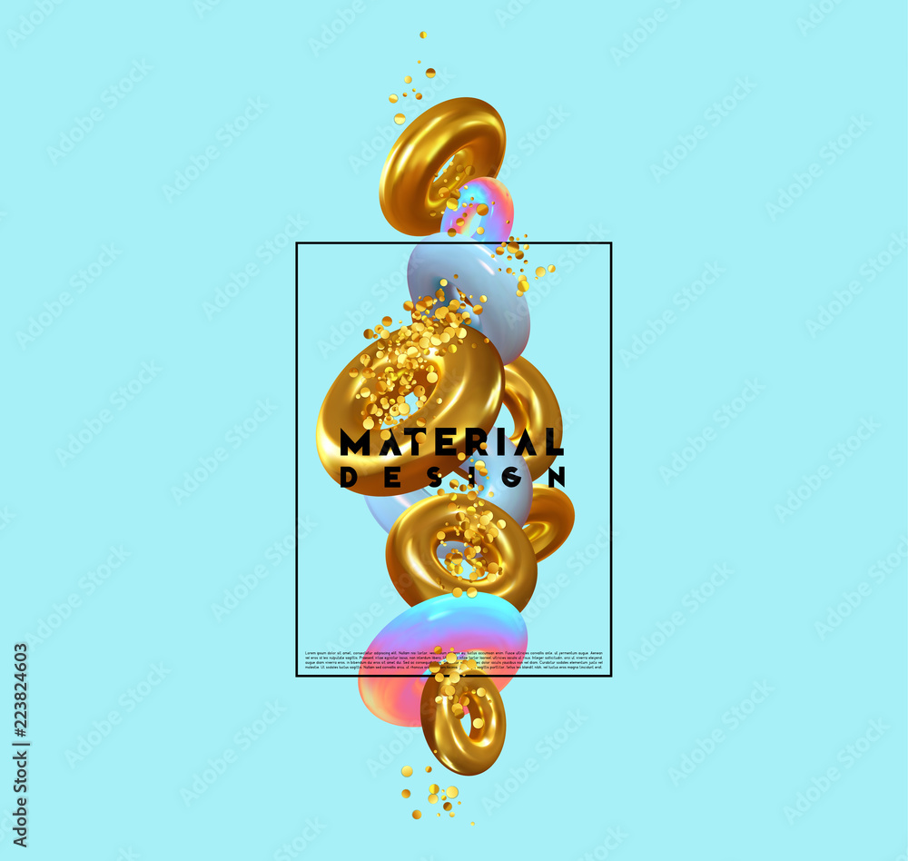 Aufkleber creative design poster, minimal art trendy vector illustration. abstract background with shapes 3d. 