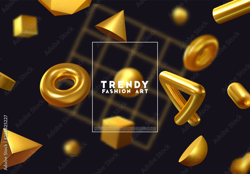 Aufkleber creative design poster, minimal art trendy vector illustration. abstract background with shapes 3d. 