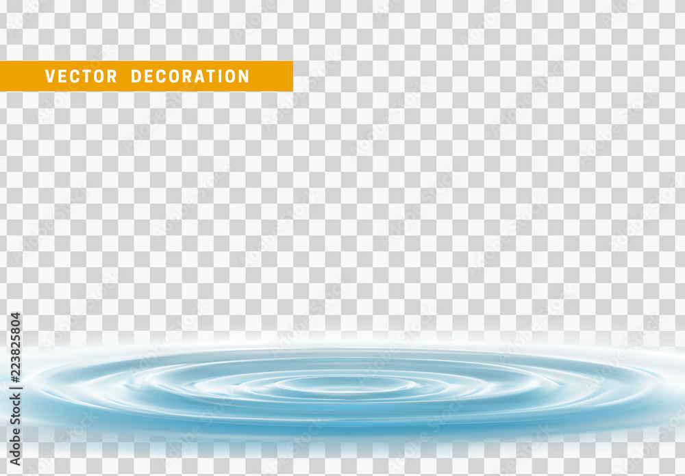 Poster realistic water ripples and round weave with curle. vector isolated with transparent background