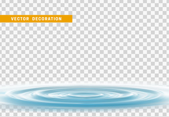 Realistic water ripples and round weave with curle. Vector Isolated with transparent background - obrazy, fototapety, plakaty