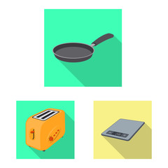 Isolated object of kitchen and cook sign. Set of kitchen and appliance stock vector illustration.