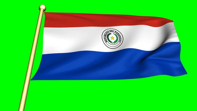 flag of  paraguay on green screen