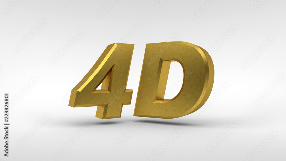 Poster gold 4d logo isolated on white background with reflection effect. 3d rendering.