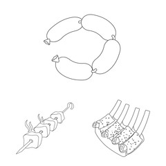 Vector design of meat and ham sign. Collection of meat and cooking stock symbol for web.