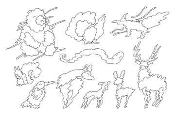 vector animal shaped cloud set