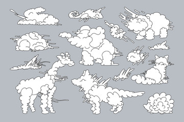 vector animal shaped cloud set