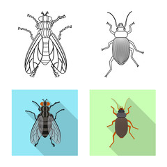 Vector illustration of insect and fly symbol. Collection of insect and element vector icon for stock.