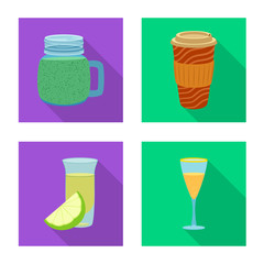 Vector illustration of drink and bar logo. Set of drink and party stock symbol for web.