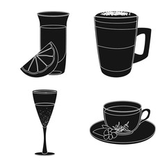 Vector illustration of drink and bar logo. Collection of drink and party stock vector illustration.