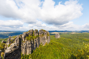 mountain schrammsteine at saxon switzerland, germany on a sunny summer day