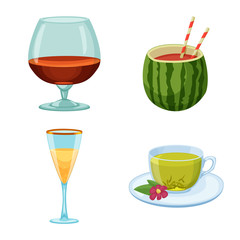 Vector design of drink and bar sign. Collection of drink and party stock vector illustration.