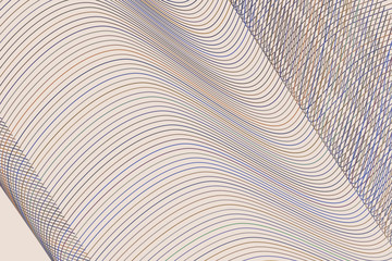 Abstract line, curve & wave geometric pattern. Drawing, web, repeat & backdrop.