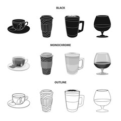 Vector illustration of drink and bar sign. Collection of drink and party vector icon for stock.