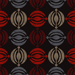 Ethnic boho seamless pattern. Embroidery. Traditional ornament. Geometric background. Tribal pattern. Folk motif. Can be used for wallpaper, textile, invitation card, wrapping, web page background.