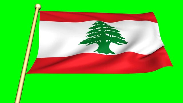 flag of lebanon on green screen