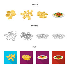 Isolated object of pasta and carbohydrate logo. Collection of pasta and macaroni vector icon for stock.