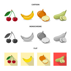 Isolated object of vegetable and fruit logo. Collection of vegetable and vegetarian stock vector illustration.