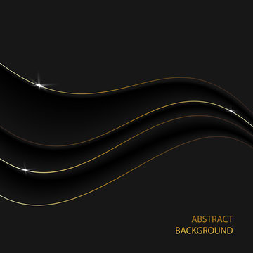 Elegance abstract background with golden lines. Dark luxury silk vector illustration for jewelry, wallpaper, advertising, perfume with blank space or free place