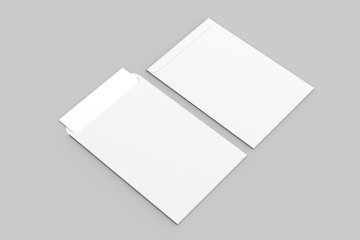 C4 envelope mock up isolated on soft gray background. 3D illustration