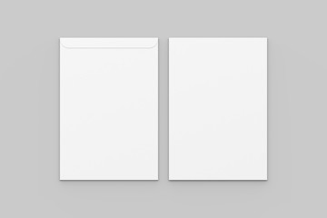 C4 envelope mock up isolated on soft gray background. 3D illustration