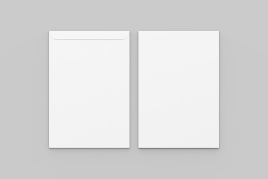 C4 envelope mock up isolated on soft gray background. 3D illustration