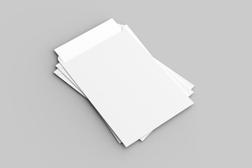 C4 envelope mock up isolated on soft gray background. 3D illustration